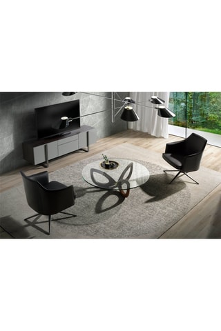 Table basse en bois et verre - 120 x 120 x 38 cm