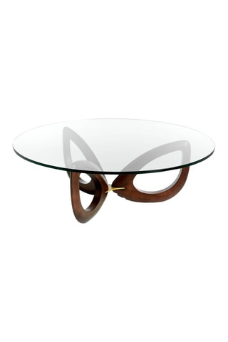 Table basse en bois et verre - 120 x 120 x 38 cm