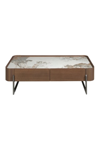 Table basse en bois et marbre - 73 x 75 x 14 cm