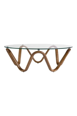Table basse en noyer et verre  - 115 x 38 x 115 cm