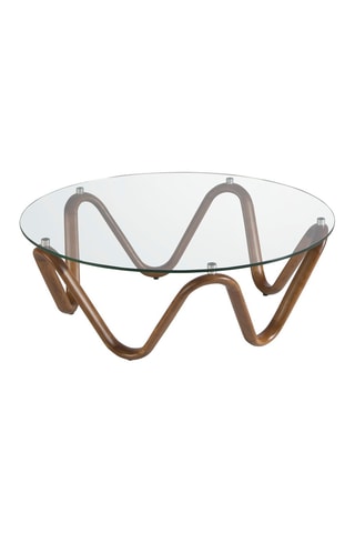 Table basse en noyer et verre  - 115 x 38 x 115 cm