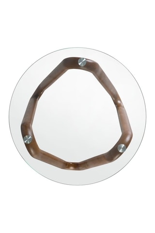 Table basse en noyer et verre  - 115 x 38 x 115 cm