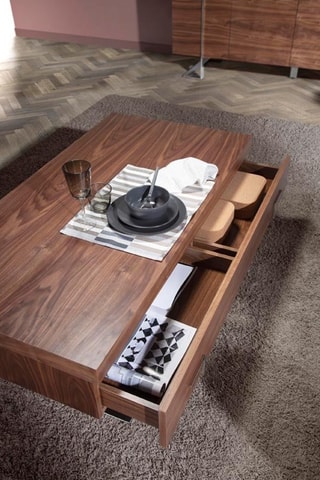 Table basse 1 tiroir - Plateau en bois - 130 x 68 x 39 cm