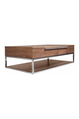 Table basse 2 tiroirs en noyer - 120 x 37 x 70 cm