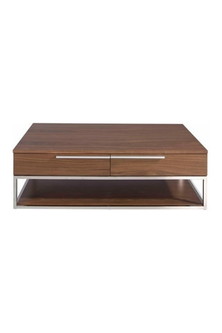 Table basse 2 tiroirs en noyer - 120 x 37 x 70 cm