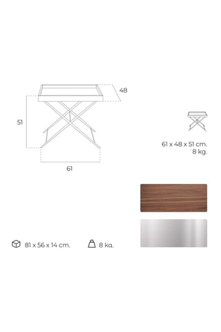 Table d'appoint - Plateau en noyer - 61 x 48 x 51 cm