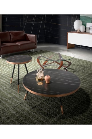 Table d'appoint - Plateau en porcelaine -  46 x 46 x 56 cm
