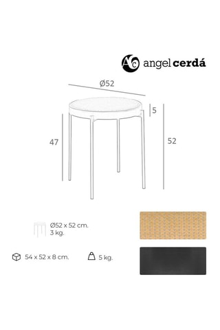 Table d'appoint - Plateau en rotin - 52 cm
