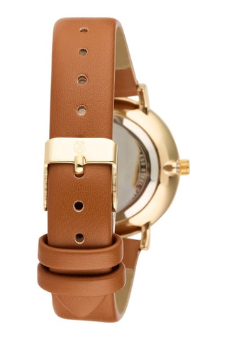 Montre à quartz en cuir synthétique - Marron et doré