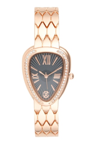 Montre à quartz en alliage - Doré rose et gris foncé