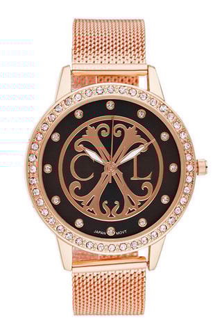 Montre à quartz en acier - Doré rose et noir