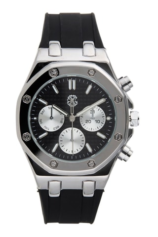 Montre à quartz en silicone - Noir et argenté