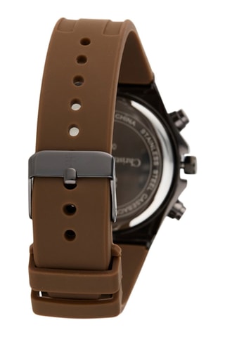 Montre à quartz en silicone - Marron et anthracite
