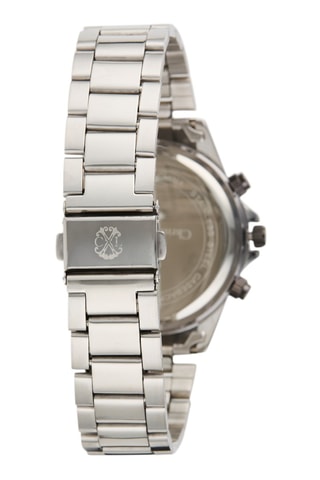 Montre à quartz en alliage - Tachymètre et chronographe - Argenté et noir