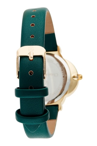 Montre à quartz en cuir synthétique - Vert et doré
