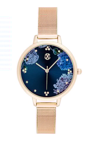 Montre à quartz en alliage Doré rose et bleu marine