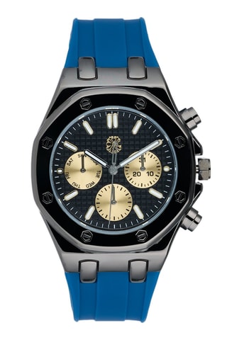 Montre à quartz en silicone - Bleu foncé et gris
