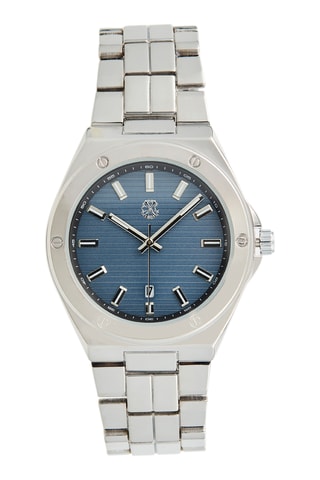 Montre à quartz en métal - Argenté et bleu