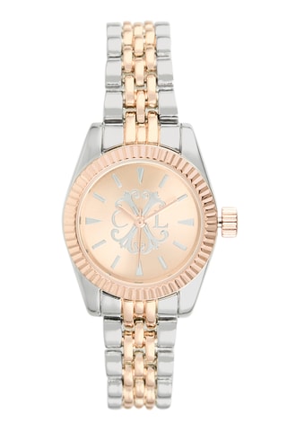 Montre squelette à quartz en alliage - Argenté et doré rose