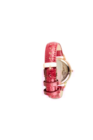 Montre à quartz en cuir synthétique - Rose et doré