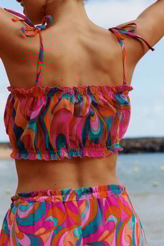 Crop top Chiaraliz - Fúcsia e verde - Undiz