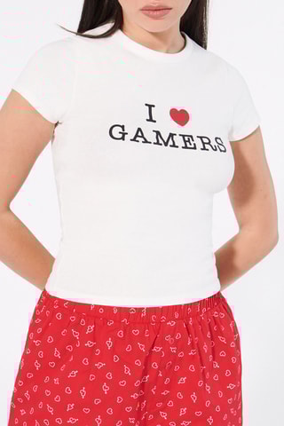 T-shirt Ilyassiz - Vermelho e branco