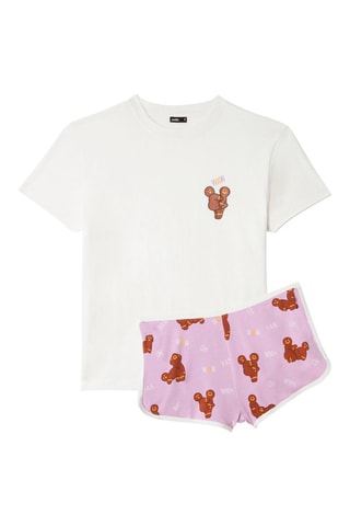 Pijama Whoiz Branco e malva 