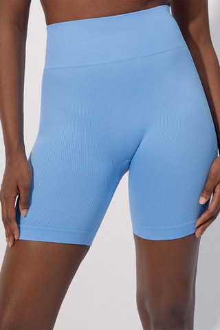 Calções ciclista de cintura subida Thelmaiz - Azul-celeste - Undiz