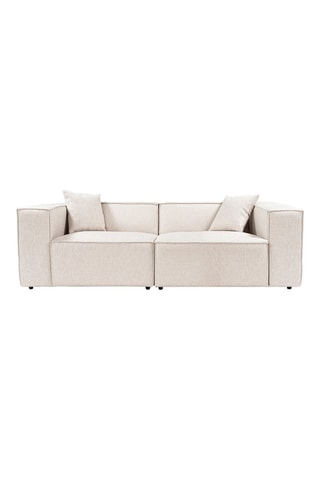 Canapé en hêtre Lora - Ecru - 2 places - Revêtement polyester