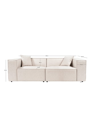 Canapé en hêtre Lora - Ecru - 2 places - Revêtement polyester