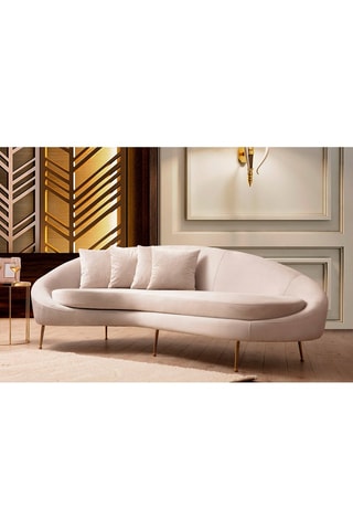 Canapé Eses - Beige - 3 places - Revêtement polyester