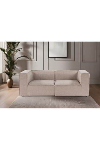 Canapé en bois de charme Sora -  Beige - 2 places - Revêtement lin