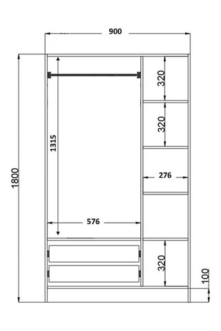 Armoire 3 portes Rb-155 - 90 x 45 x 180 cm