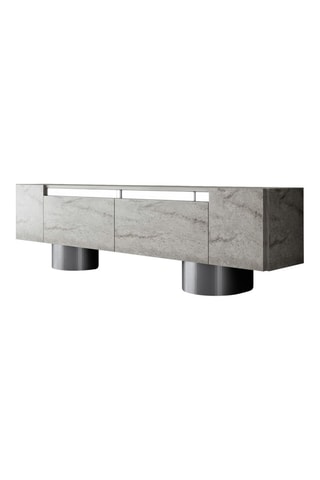 Meuble TV 2 abattants Bohem et argenté - 180 x 50 x 30 cm