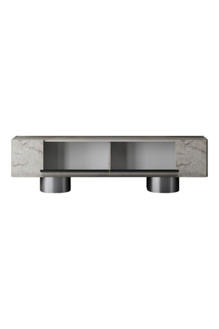 Meuble TV 2 abattants Bohem et argenté - 180 x 50 x 30 cm