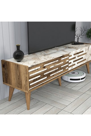 Meuble TV avec étagère Valensiya - 140 x 45 x 35 cm - 120 x 11,8 x 16 cm