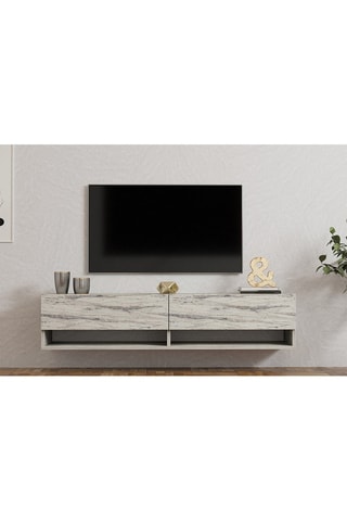 Meuble TV 2 abattants Arges - Gris