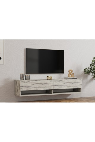 Meuble TV 2 abattants Arges - Gris