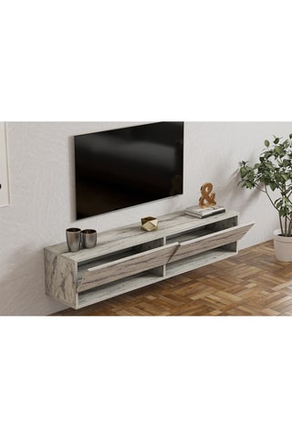 Meuble TV 2 abattants Arges - Gris