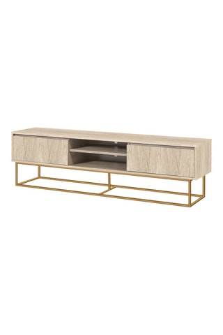 Meuble TV 2 tiroirs Rodez 180 - Beige et doré