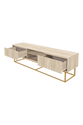 Meuble TV 2 tiroirs Rodez 180 - Beige et doré