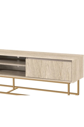 Meuble TV 2 tiroirs Rodez 180 - Beige et doré