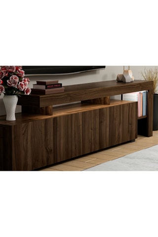 Meuble TV 2 portes et abattant Beliz - 192 x 53 x 37 cm