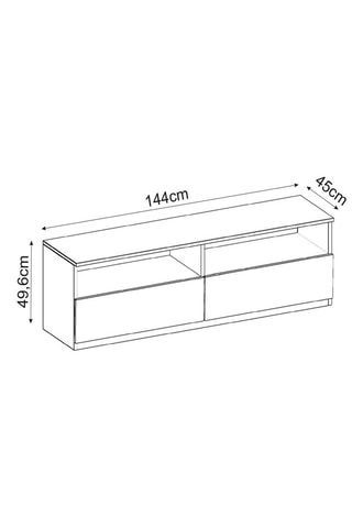 Meuble TV 2 abattants - 144 x 49,8 x 45 cm