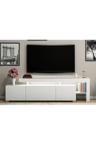 Meuble TV 2 portes et abattant - 192 x 53 x 37 cm