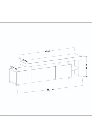 Meuble TV 2 portes et abattant - 192 x 53 x 37 cm