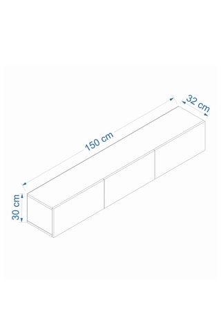 Meuble TV 3 abattants - 150 x 30 x 32 cm