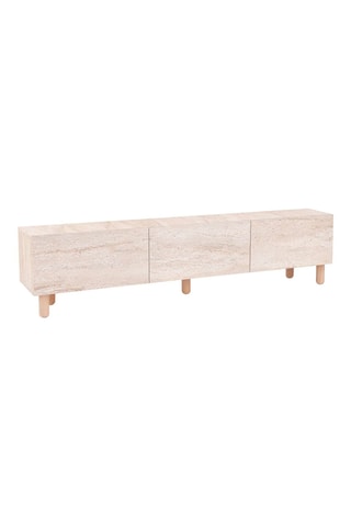 Meuble TV 3 portes Alvin - Pieds en bois - 180 x 42 x 31,4 cm