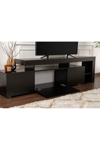 Meuble TV Beliz 2 portes et abattant - 192 x 53 x 37 cm