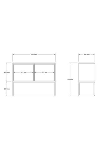 Console 2 abattants Zermat - 90 x 70 x 34 cm